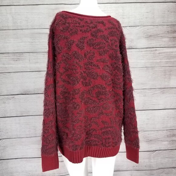 NWT 14th & Union S Eyelash Knit Pullover Sweater Fuzzy Red - Picture 5 of 8